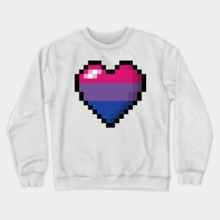 Large Pixel Heart Design in Bisexual Pride Flag Colors Crewneck Sweatshirt